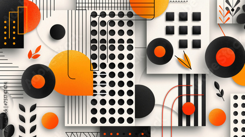 Abstract wallpaper in white  grey and orange colors