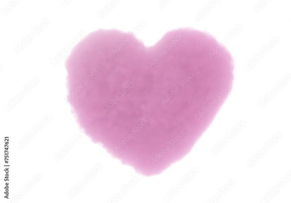 Pink heart cloud sky isolated on transparent background. beautiful love scene. 3d rendering.