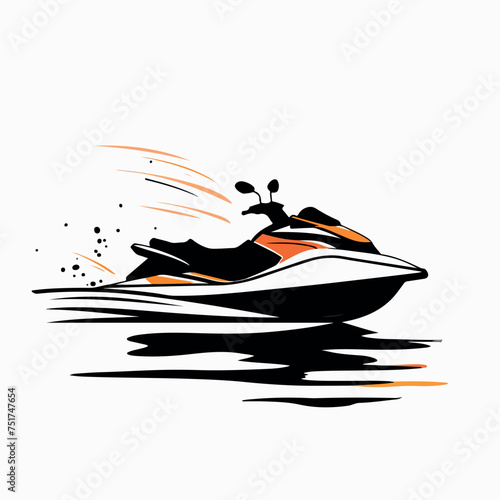 Jet ski in cartoon, doodle style. Image for t-shirt, web, mobile apps and ui. Isolated 2d vector illustration in logo, icon, sketch style, Eps 10. AI Generative