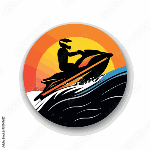 Jet ski in cartoon, doodle style. Image for t-shirt, web, mobile apps and ui. Isolated 2d vector illustration in logo, icon, sketch style, Eps 10. AI Generative