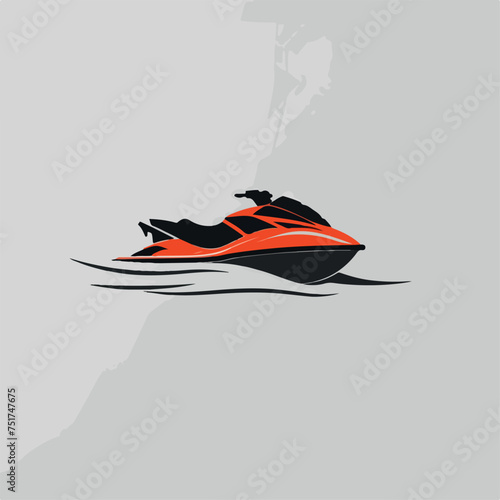 Jet ski in cartoon, doodle style. Image for t-shirt, web, mobile apps and ui. Isolated 2d vector illustration in logo, icon, sketch style, Eps 10. AI Generative