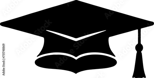 Silhouette of graduation cap or education hat on transparent background	 photo