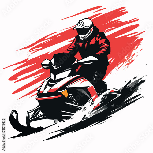 Snowmobile in cartoon, doodle style. Image for t-shirt, web, mobile apps and ui. Isolated 2d vector illustration in logo, icon, sketch style, Eps 10. AI Generative