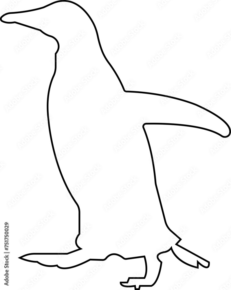 Obraz premium Penguin black icon line winter vector isolated on transparent background. Logo baby cartoon character symbol graphic doodle animal element, characters play fun, make snowman, skating and skiing