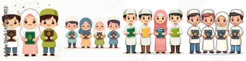 Vector muslim kid cartoon icon vector illustration religious photo