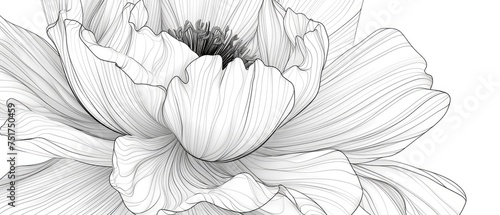 A illustration of a blooming flower with outlined in black lines,