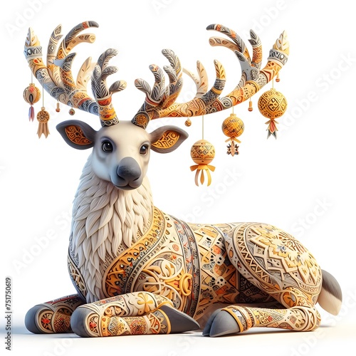 beautiful deer Reindeer Herders winter festivals in Russia 3d illustration photo