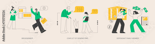 Family needs and communication abstract concept vector illustrations.