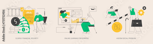 Older people lifestyle abstract concept vector illustrations.