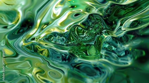 A close-up of a vibrant green liquid, smooth and shiny, floating in mid-air with no visible container.
