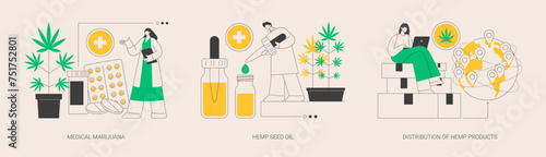 Medical cannabis abstract concept vector illustrations.