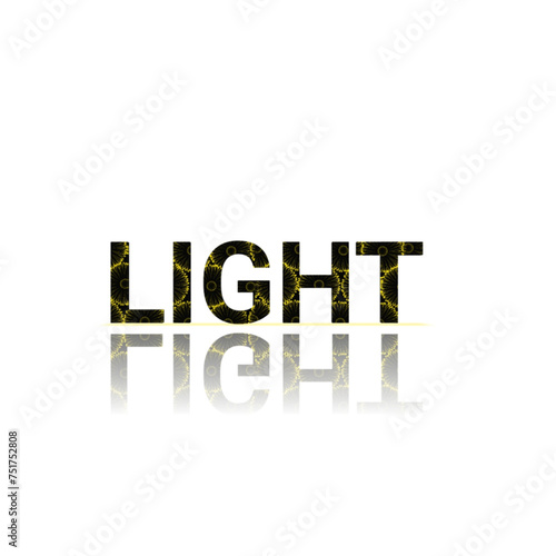 Light word text under text shadow effect purple flowers font on white background 