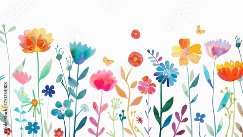 Flowers digital illustration, spring design, watercolor hand painting.  © Werckmeister