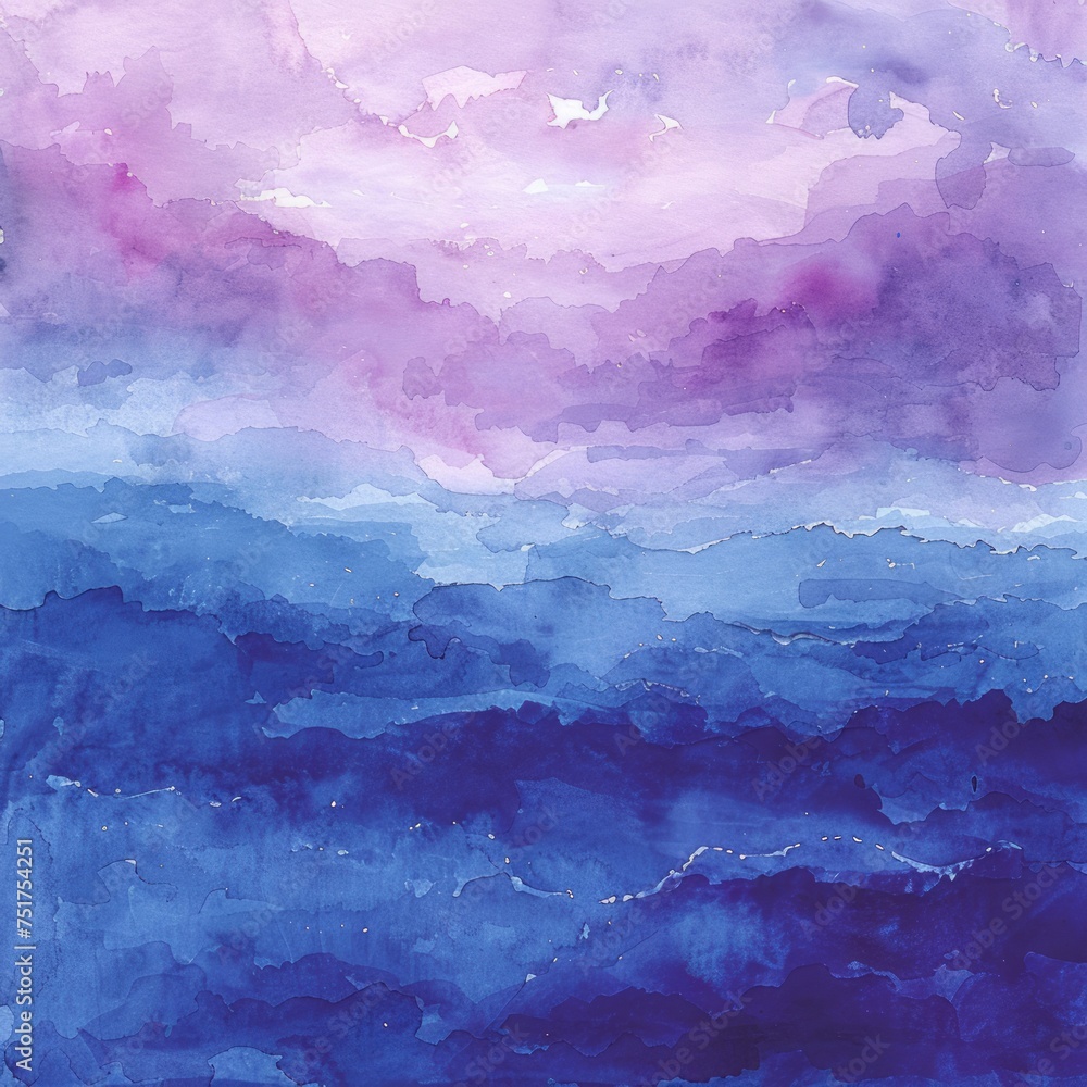 A Painting of a Blue and Pink Sky