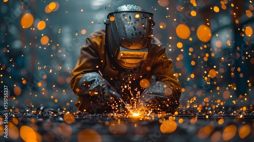 Welder Working on Metal Piece