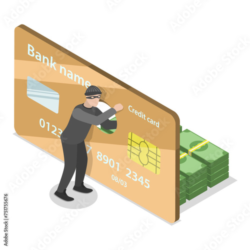 3D Isometric Flat Vector Set of Criminal Set, Thiefs and Burglars. Item 3