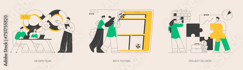 IT teamwork abstract concept vector illustrations.