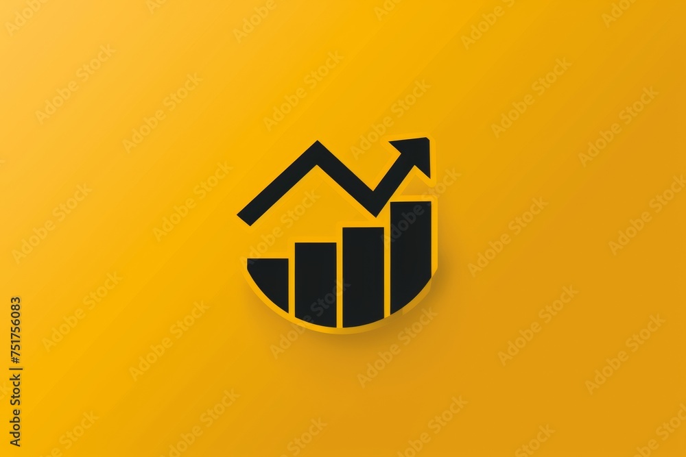 Black Pie chart infographic icon on yellow background. Black Pie chart infographic icon on yellow background.