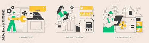 Smart home components abstract concept vector illustrations.