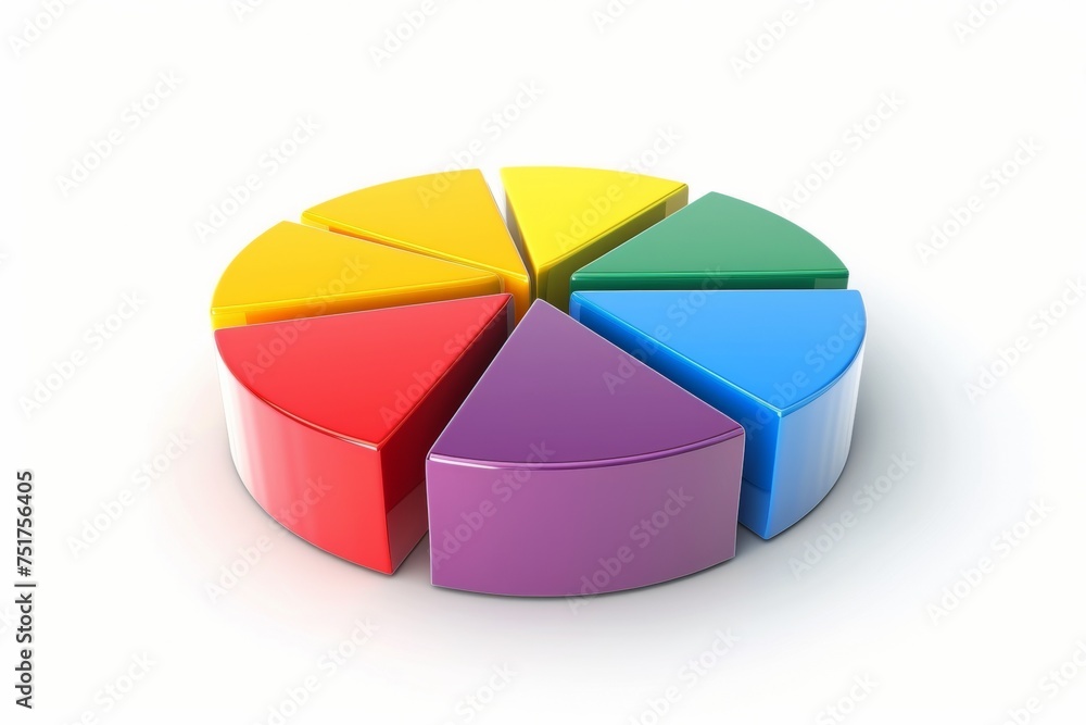 Obraz premium Pie charts icons. Set of 3D circular graphs on white background