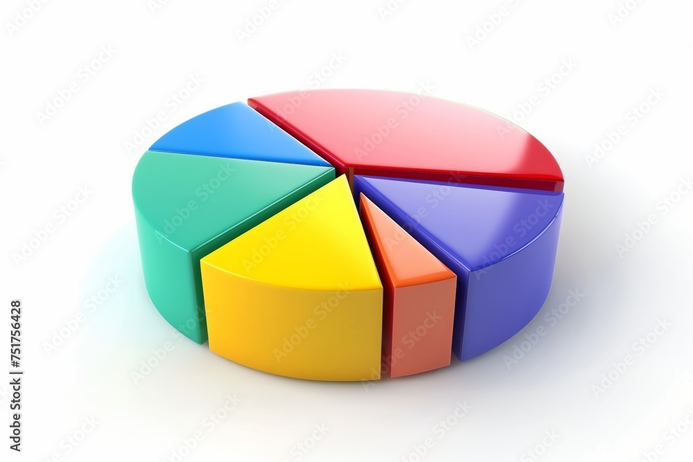 Fototapeta premium Pie charts icons. Set of 3D circular graphs on white background