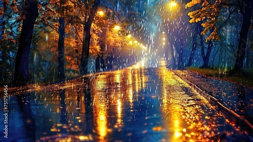 cozy rain at night photo