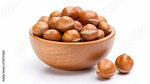 Whole hazelnuts displayed in isolation on a white background.