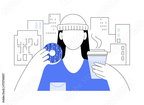 Snacking on the way isolated cartoon vector illustrations.