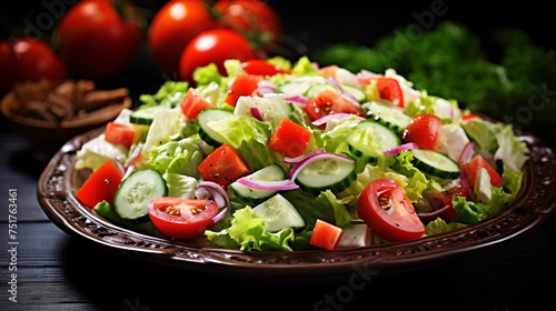  Crafting a Nutritious and Fresh Mixed Vegetables Salad   healty food on the wooden table