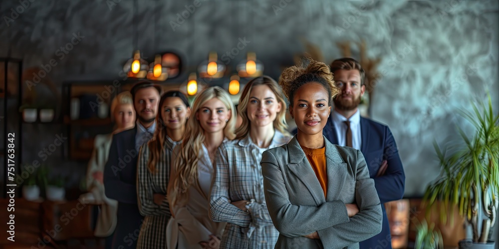 Portrait of business people in the office. They are looking at the camera, positive, confident emotion. 