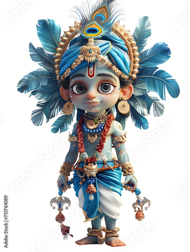 Cute style Indian gods on transparent background PNG
