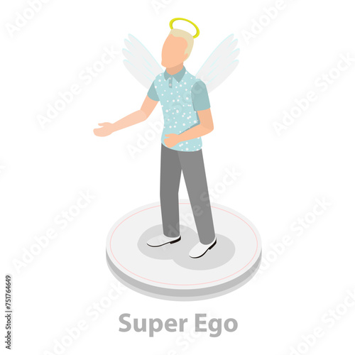 3D Isometric Flat Vector Illustration of Id, Ego, And Superego, Psychology Models. Item 1