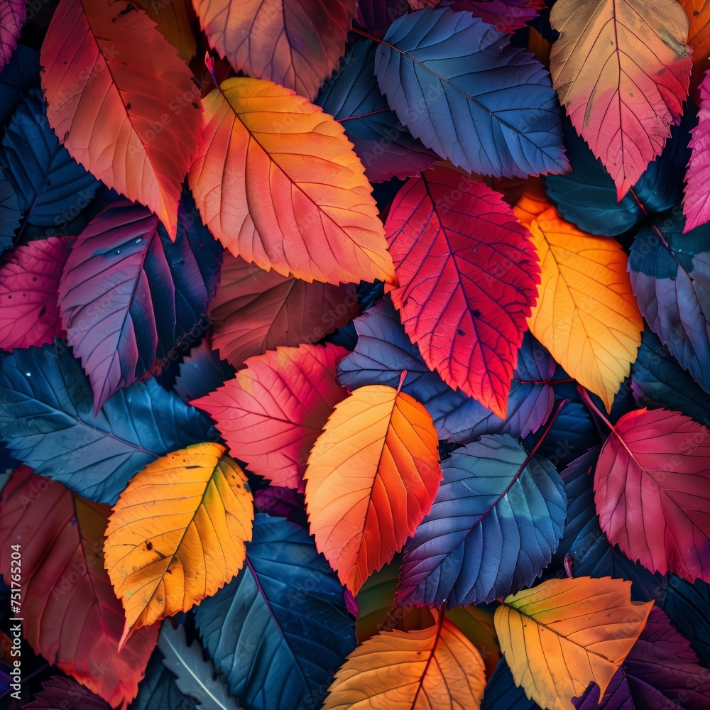 artistic overlap of colorful leaves in seasonal beauty display