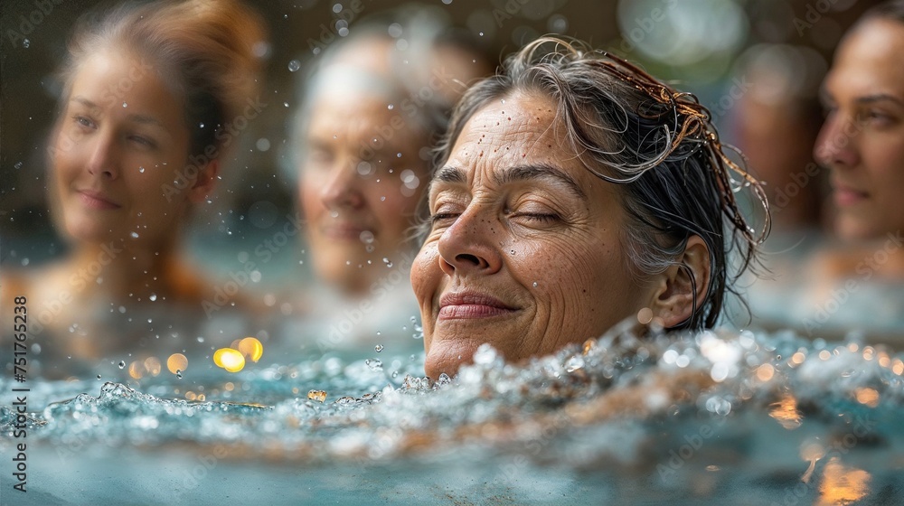 Obraz premium Aktive Seniorin: Schwimmübungen im Hallenbad für Gesundheit und Fitness