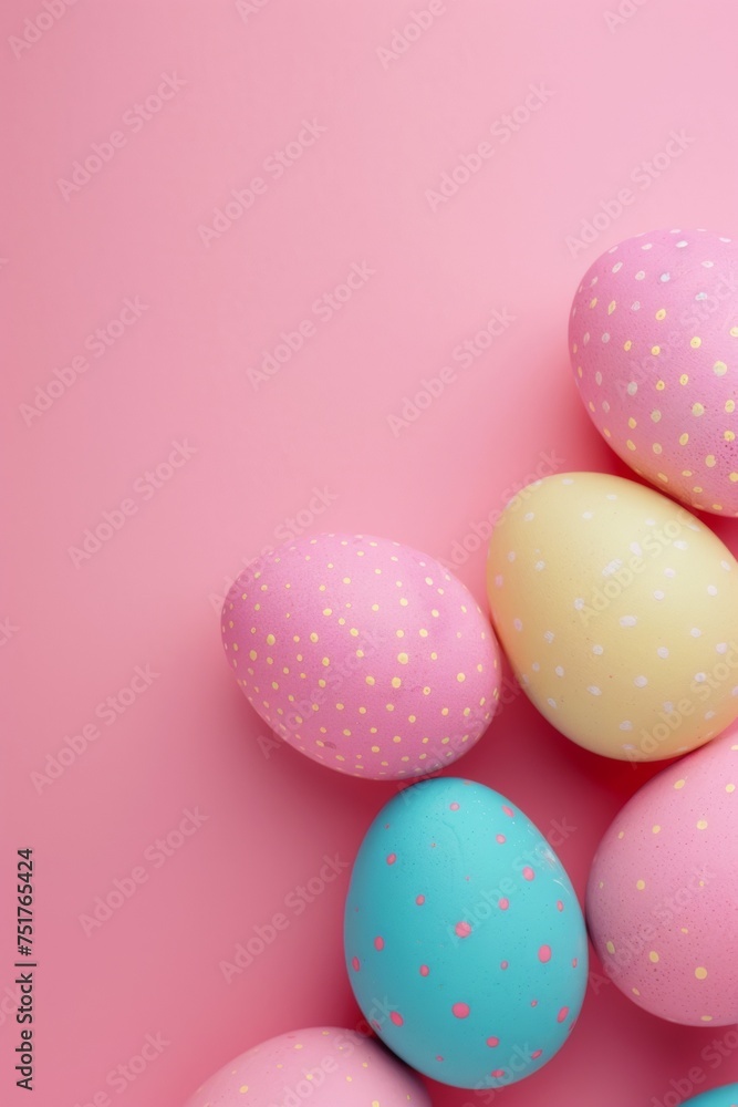 easter eggs happy easter pink background Generative AI