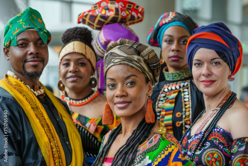 Multiethnic Group in Traditional African Attire with Modern Touch © artem