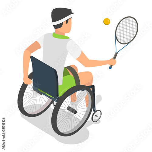 3D Isometric Flat Vector Set of Disabled Sportsmen, Athletes with Physical Disabilities. Item 6