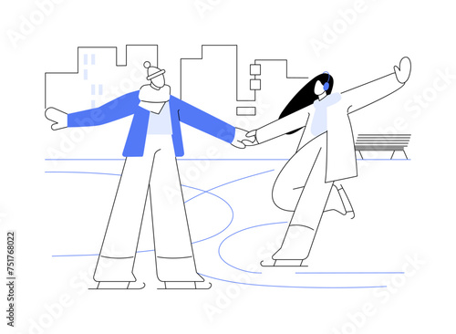 Ice skating rink isolated cartoon vector illustrations.