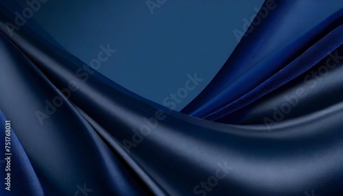 navy blue silk satin dark elegant luxury abstract background with space for design shiny smooth fabric soft folds drapery color gradient lines wavy pattern christmas birthday romance