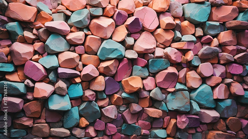 Colorful stone wall in random shapes Colorful stone wall in random shapes