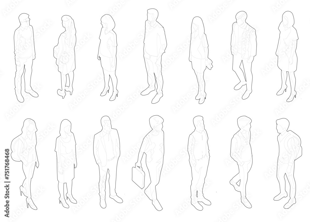 Isometric people, axonometric people, cad, vector Isometric people, axonometric people, cad, vector