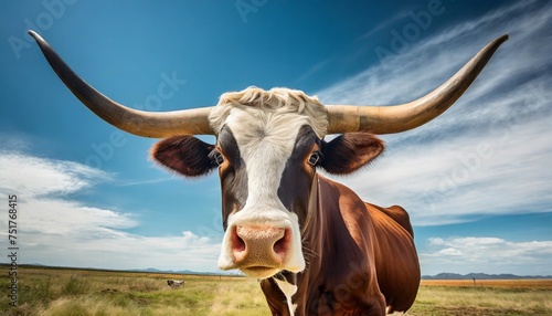 texas longhorn cattle head icon vector illustration photo