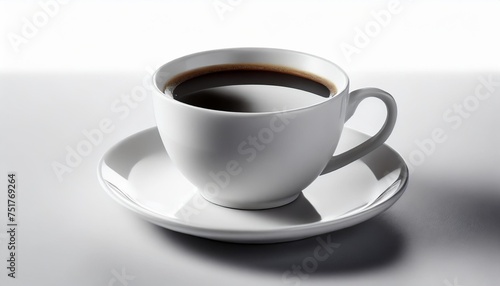 white cup of hot black coffee isolated on white background clipping path included