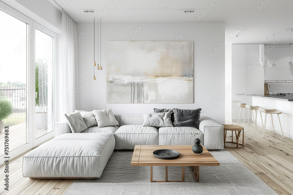 Fototapeta premium a minimalist living room 3d mock