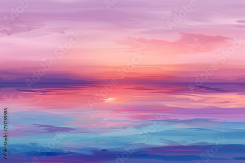 Illustrate a mottled background that mimics the serene yet vibrant hues of a coral sunset over the ocean, with a palette of soft pinks, purples, and blues blending into the horizon