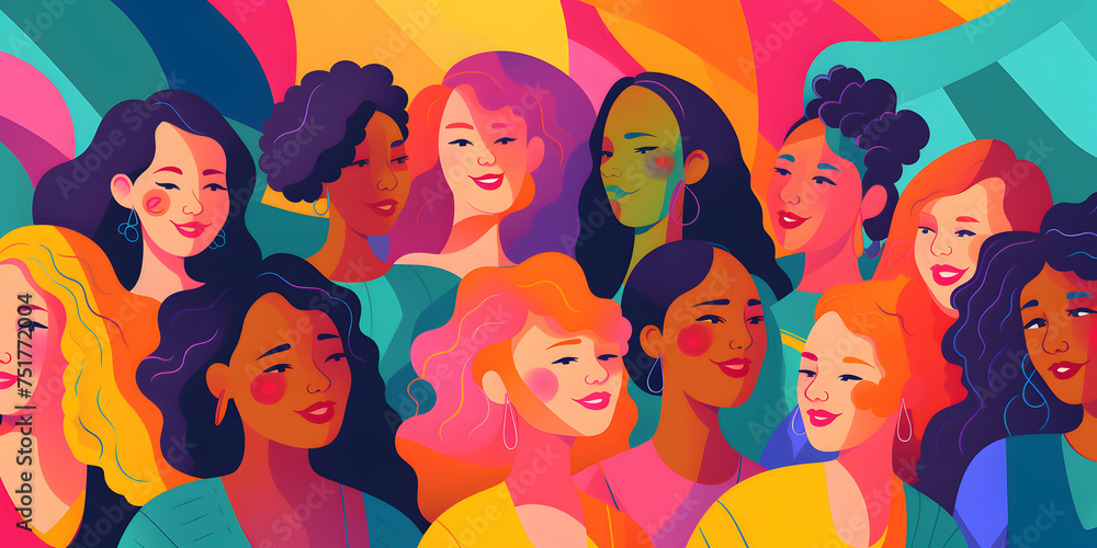 Abstract colorful illustration of group women Abstract colorful illustration of group women