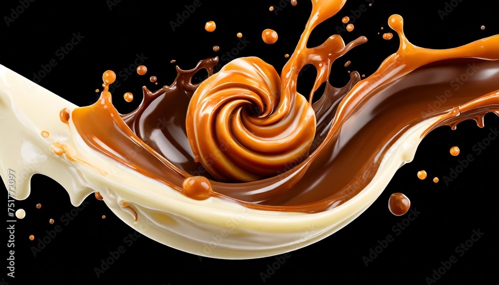 caramel splash milk sauce chocolate liquid background cream explosion