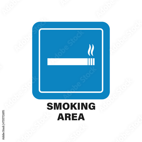 Smoking area sign. Cigarette icon. Door plate. Vector