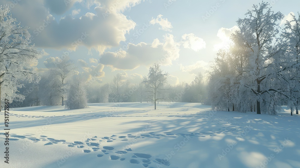 Fototapeta premium frost snowy meadow