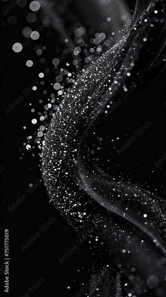 Dynamic black liquid wave with shimmer powder, ideal for modern wallpaper patterns. Perfect for interior decorators, graphic designers, or creative presentations. Dynamic black liquid wave with shimmer powder, ideal for modern wallpaper patterns. Perfect for interior decorators, graphic designers, or creative presentations.